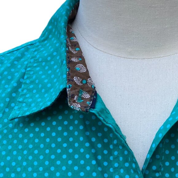 Boden Polka Dot Button Down Shirt Cotton Flip Contrast Cuff Tailored Colorful-10 - Picture 4 of 15